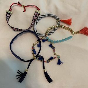 Accessory Concierge blue bracelet stack tassels